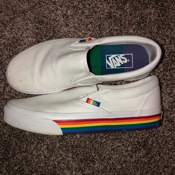 rainbow white vans
